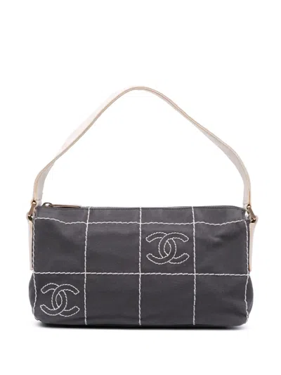 Pre-owned Chanel 2003-2004 Cc Chocolate Bar Canvas Shoulder Bag