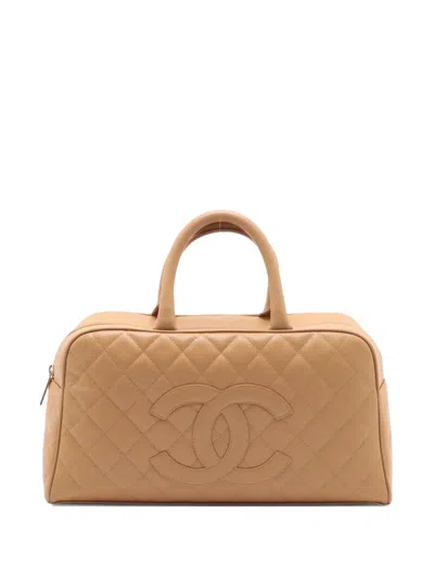 Pre-owned Chanel 2003-2004 Cc Mark Quilted Tote Bag In Neutral