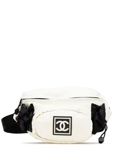 Pre-owned Chanel 2003-2004 Cc Sports Line Nylon Belt Bag In Black