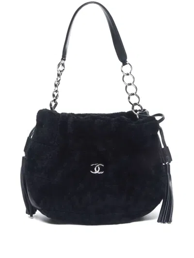 Pre-owned Chanel 2003-2004 Choco Bar Handbag In Black