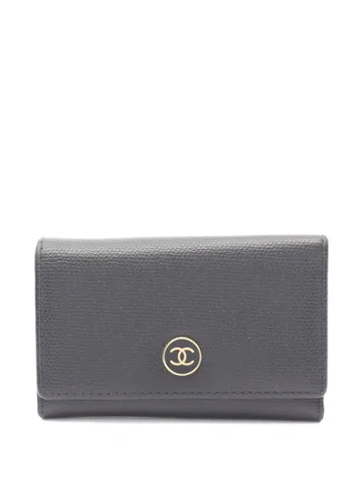 Pre-owned Chanel 2003-2004 Coco Mark 6 Wallet In Black