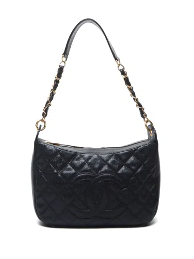 Pre-owned Chanel 2003-2004 Diamond-quilted Shoulder Bag In Black