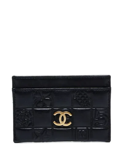 Pre-owned Chanel 2003-2004 Icon-motif Card Holder In Black