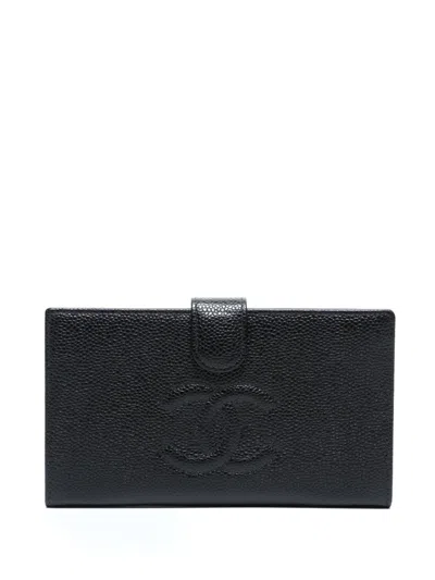 Pre-owned Chanel 2003-2004 Interlocking-cc Wallet In Black