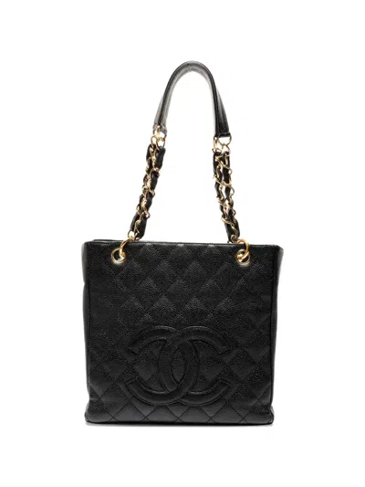 Pre-owned Chanel 2003-2004 Leather Tote Bag In Black
