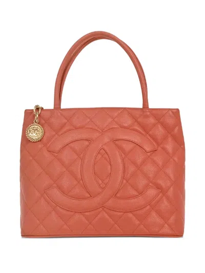 Pre-owned Chanel 2003-2004 Leather Tote Bag In Pink