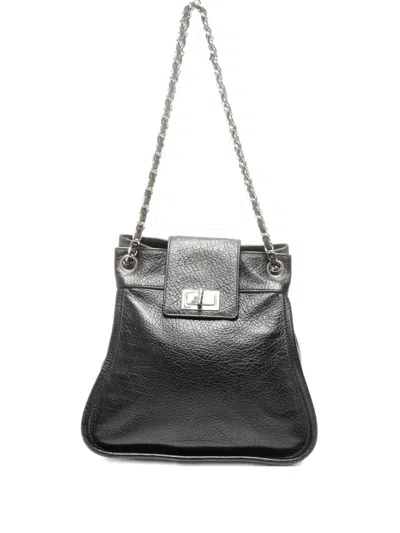 Pre-owned Chanel 2003-2004 Mademoiselle Lock Shoulder Bag In Black