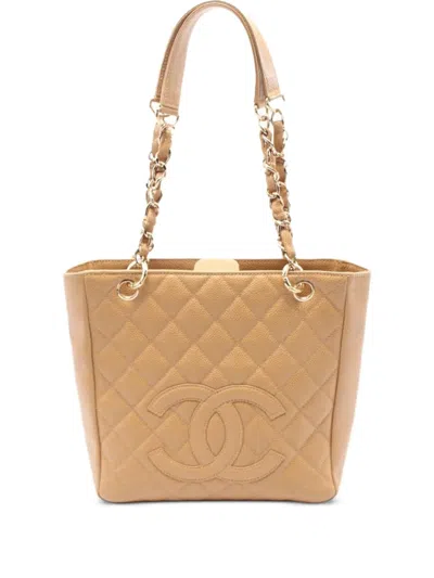 Pre-owned Chanel 2003-2004 Matelassé Caviar-leather Tote Bag In Neutral