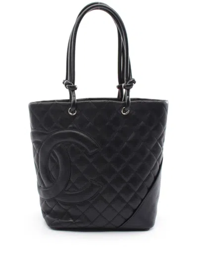 Pre-owned Chanel 2003-2004 Medium Cambon Ligne Handbag In Black