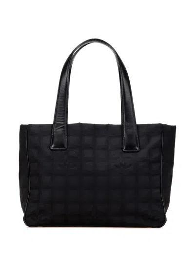 Pre-owned Chanel 2003-2004 New Travel Line Nylon Tote Bag In Black