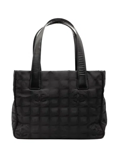 Pre-owned Chanel 2003-2004 New Travel Line Nylon Tote Bag In Black