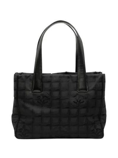 Pre-owned Chanel 2003-2004 New Travel Line Nylon Tote Bag In Black