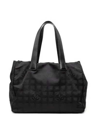 Pre-owned Chanel 2003-2004 New Travel Line Nylon Tote Bag In Black