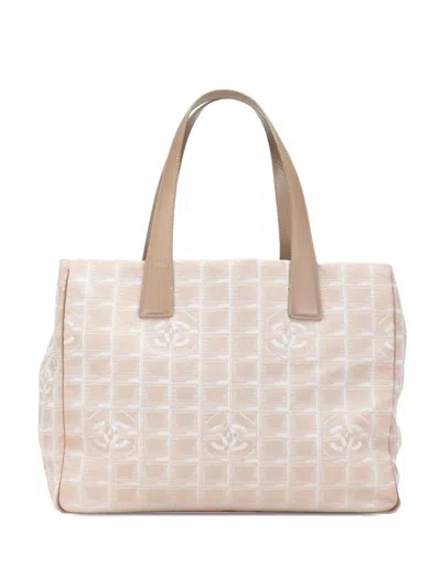 Pre-owned Chanel 2003-2004 New Travel Line Nylon Tote Bag In Brown