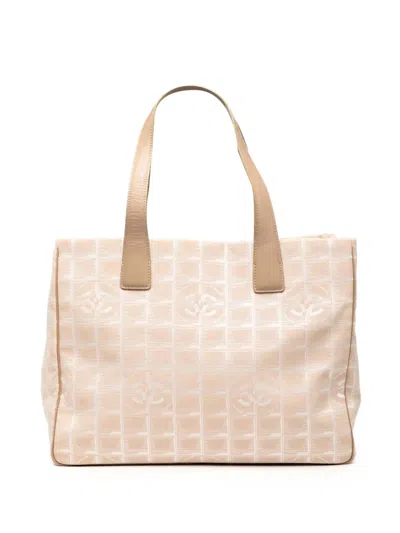 Pre-owned Chanel 2003-2004 New Travel Line Nylon Tote Bag In Brown