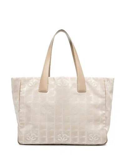 Pre-owned Chanel 2003-2004 New Travel Line Nylon Tote Bag In Brown