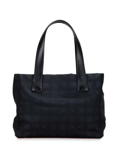 Pre-owned Chanel 2003-2004 Nylon New Travel Line Tote Bag In Black