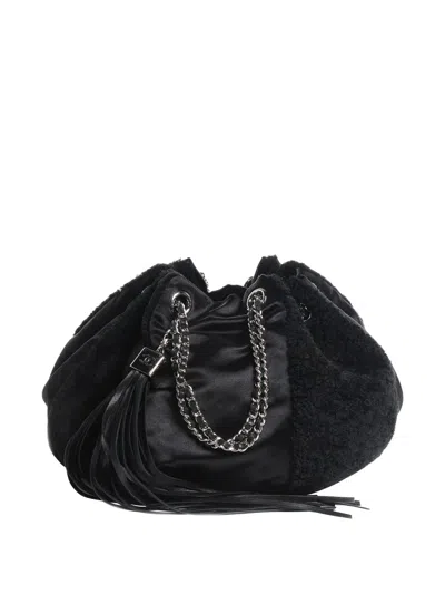 Pre-owned Chanel 2003-2004 Shearling Drawstring Bag In 黑色
