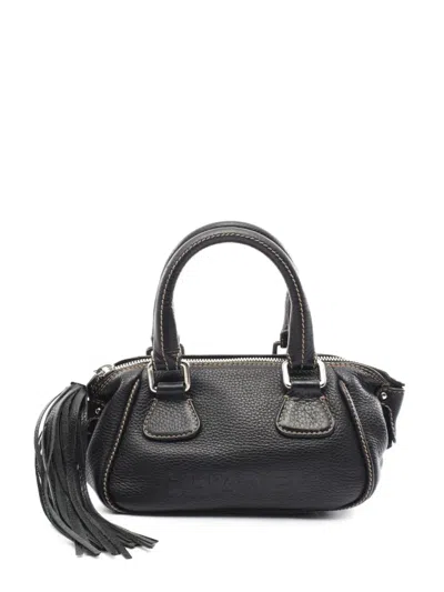 Pre-owned Chanel 2003-2004 Small Bowler Tote Bag In Black
