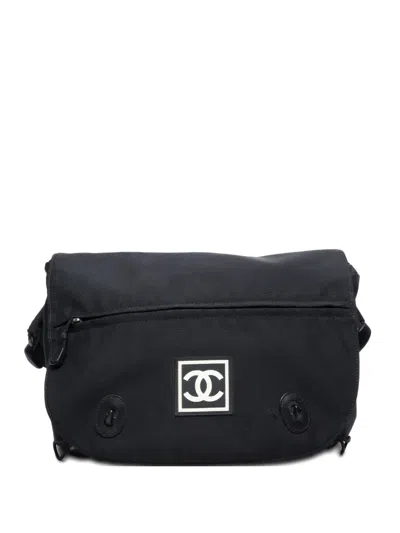 Pre-owned Chanel 2003-2004 Sport Line Cc-mark Shoulder Bag In Black