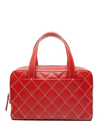 Pre-owned Chanel 2003-2004 Wild Stitch Tote Bag In Red