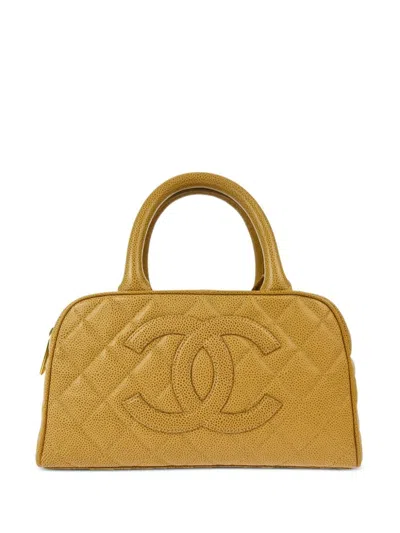 Pre-owned Chanel 2003 Cc Bowling Bag In イエロー