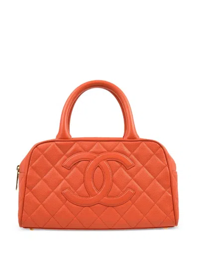 Pre-owned Chanel 2003 Bowling 27 Bag In Orange