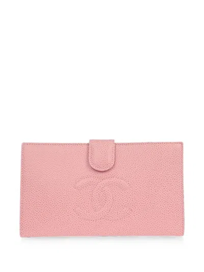 Pre-owned Chanel 2003 Cc Caviar Leather Bifold Wallet In Pink