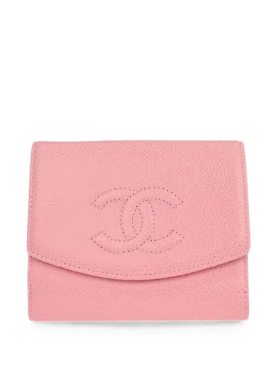 Pre-owned Chanel 2003 Cc Caviar Leather Coin Purse In Pink