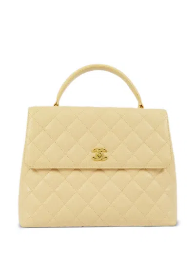 Pre-owned Chanel 2003 Cc Diamond-quilted Handbag In Neutrals
