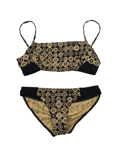 Pre-owned Chanel 2003 Cc Logo-print Bikini In Black
