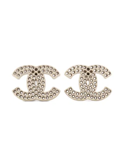 Pre-owned Chanel 2003 Cc Mark Earrings In Silver