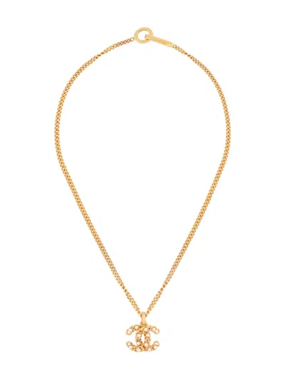 Pre-owned Chanel 2003 Cc-pendant Necklace In Gold