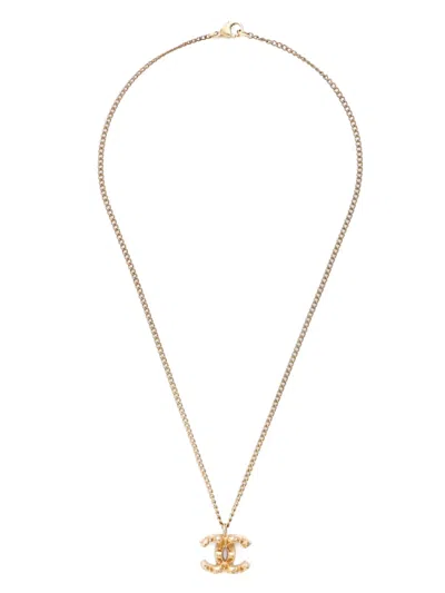 Pre-owned Chanel 2003 Cc Pendant Necklace In Gold