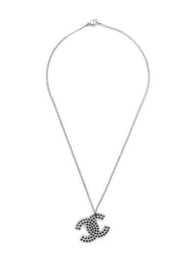 Pre-owned Chanel 2003 Cc Pendant Necklace In Silver