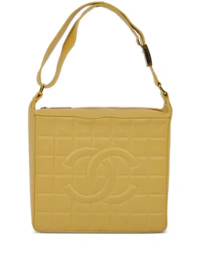 Pre-owned Chanel 2003 Choco Bar Cc Tote Bag In Yellow