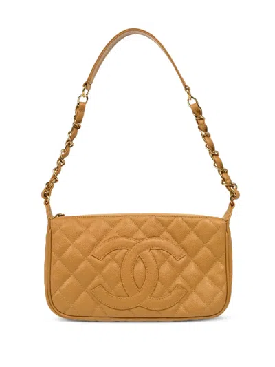 Pre-owned Chanel 2003 Diamond-quilted Handbag In Neutrals