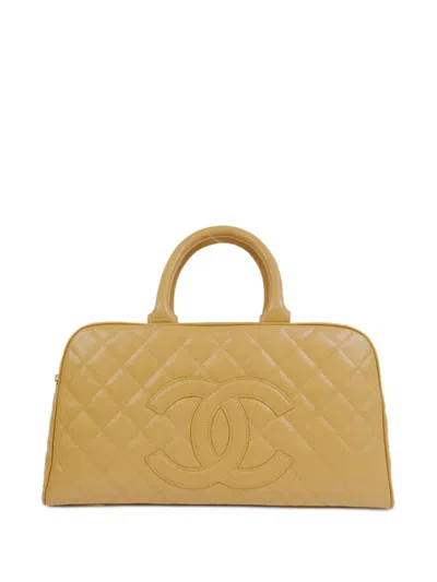 Pre-owned Chanel 2003 Diamond Quilted Tote Bag In Neutrals