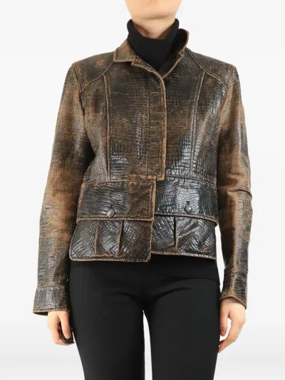 Pre-owned Chanel 2003 Distressed-effect Jacket In Brown