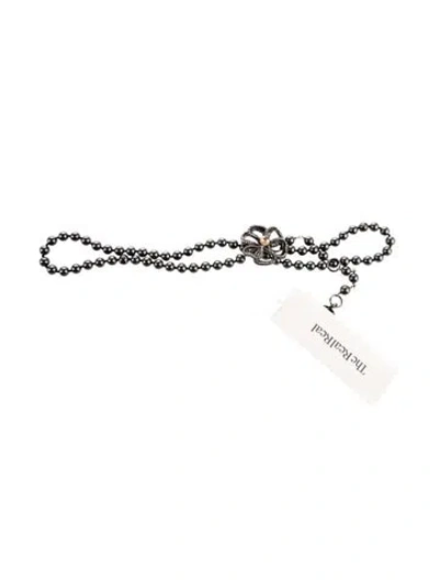 Pre-owned Chanel 2003 Faux Pearl Accents Chain-link Belt In Gray