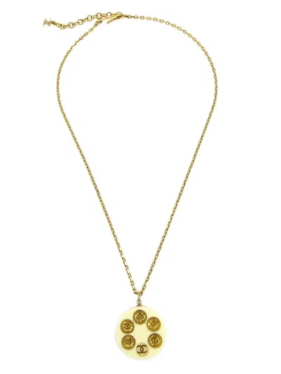 Pre-owned Chanel 2003 Gold Plated Cc Pendant Necklace
