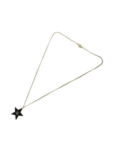 Pre-owned Chanel 2003 Gold Plated Enamel Cc Logo Star Pendant Necklace Costume Necklace