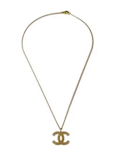 Pre-owned Chanel 2003 Interlocking Cc-pendant Necklace In Gold