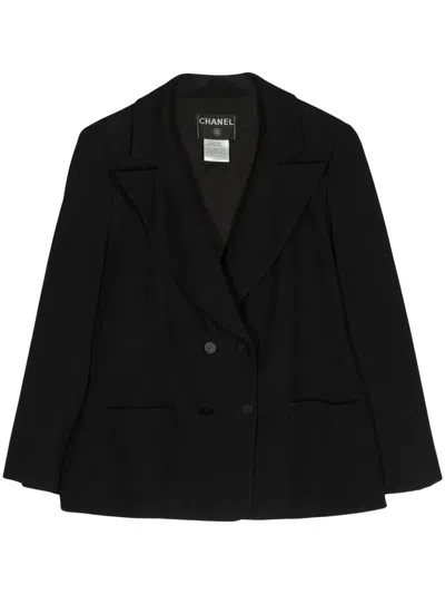 Pre-owned Chanel 2003 Logo-buttons Double-breasted Blazer In Black