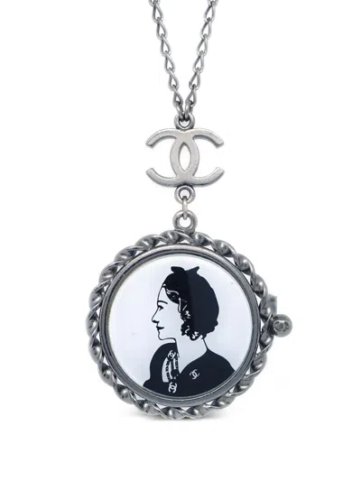 Pre-owned Chanel 2003 Mademoiselle Chain Necklace In Silver