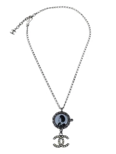 Pre-owned Chanel 2003 Mademoiselle Necklace In Silver