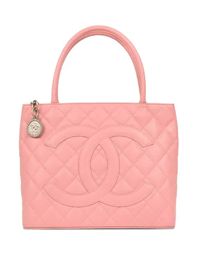 Pre-owned Chanel 2003 Medallion Quilted Tote Bag In Pink