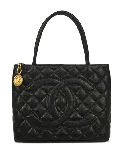 Pre-owned Chanel 2003 Medallion Tote Bag In Black