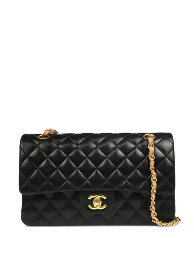 Pre-owned Chanel 2003 Medium Double Flap Shoulder Bag In Black