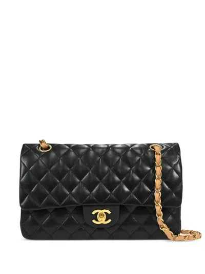 Pre-owned Chanel 2003 Medium Double Flap Shoulder Bag In Black